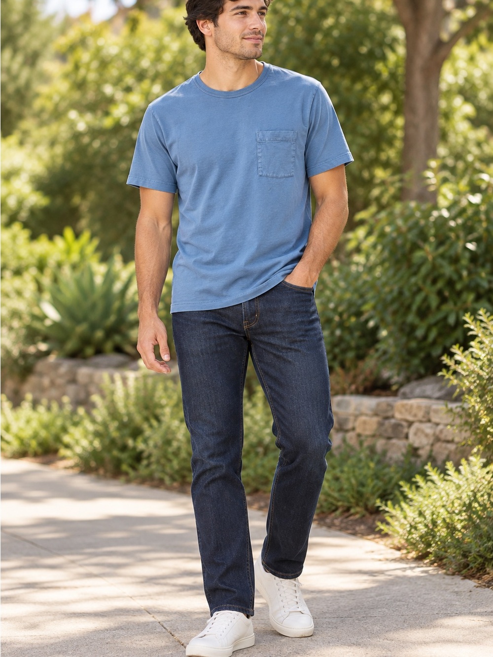 Banana Republic Men's Short Sleeve Pocket Tee in Slate Blue